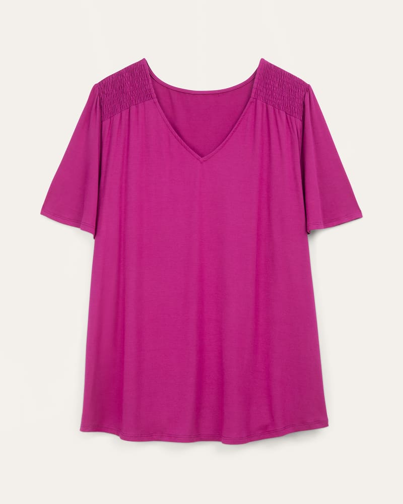 Front of plus size Melissa Smocked-Shoulder Top by Molly & Isadora | Dia&Co | dia_product_style_image_id:202145